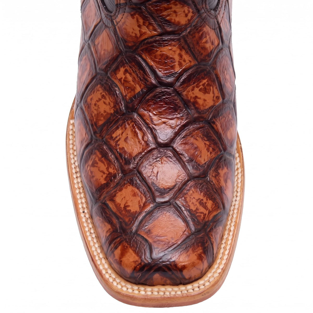 Leather Pirarucu Fish Print Western Boots J456