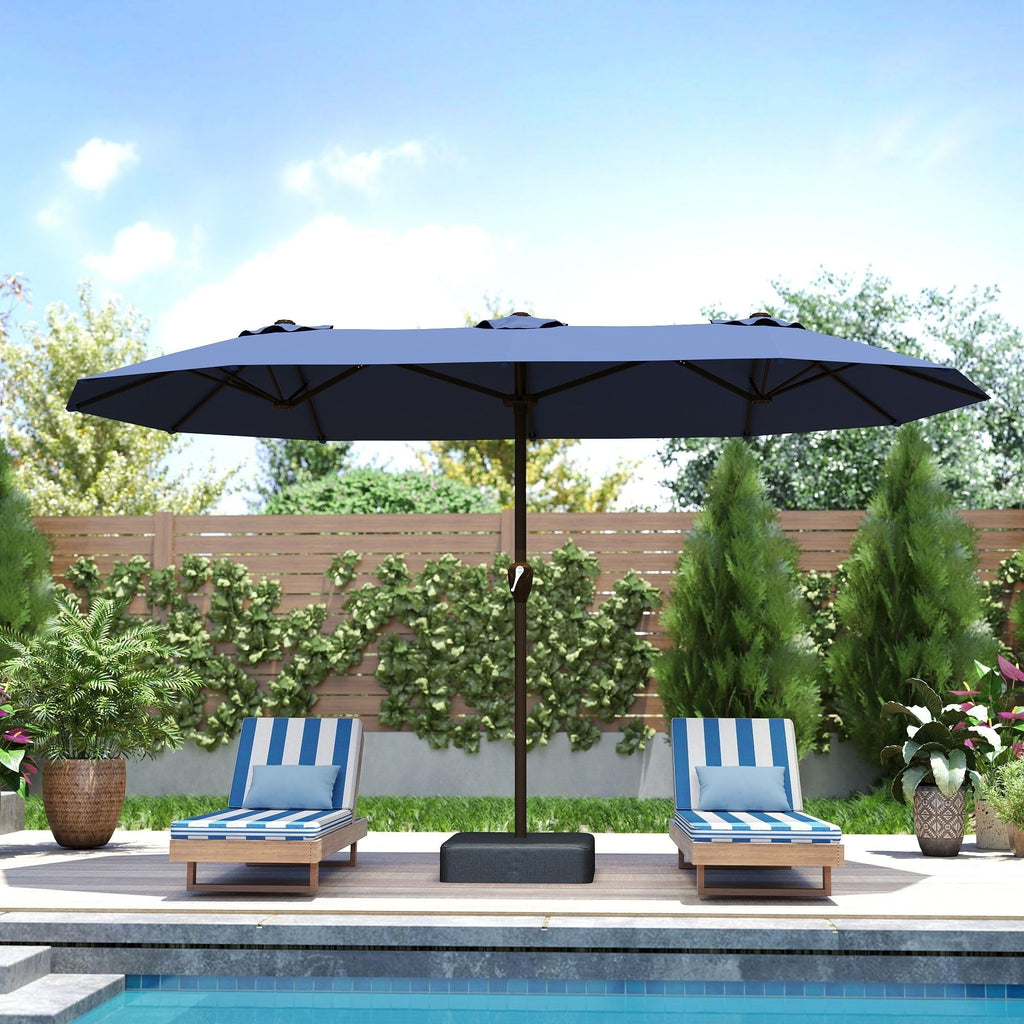 15ft Double-Sided Rectangle Patio Umbrella with Base L453924