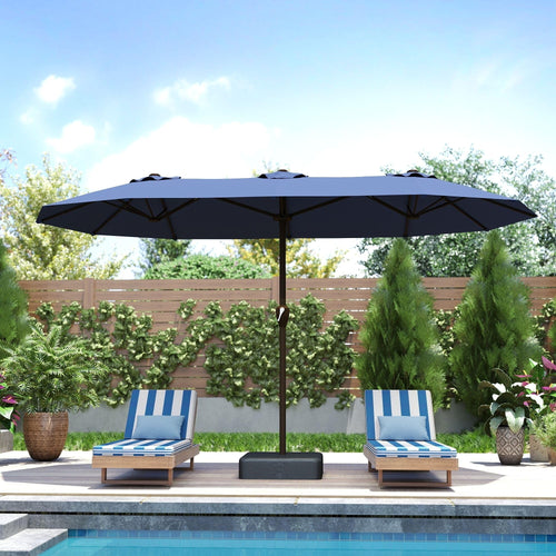 15ft Double-Sided Rectangle Patio Umbrella with Base L453924