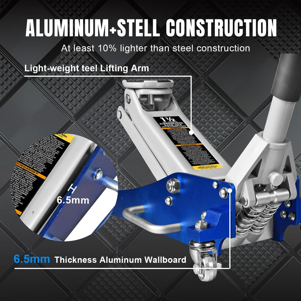 Blue 1.5 Ton Low Profile Aluminum Steel Racing Floor Jack G127085