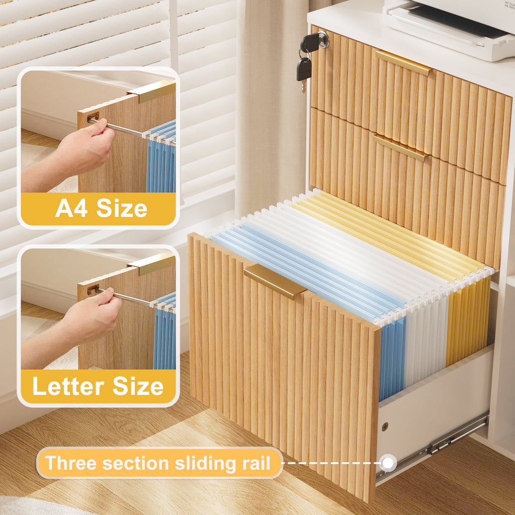 3 Drawer Fluted Mobile Filing Cabinet with Lock T4563