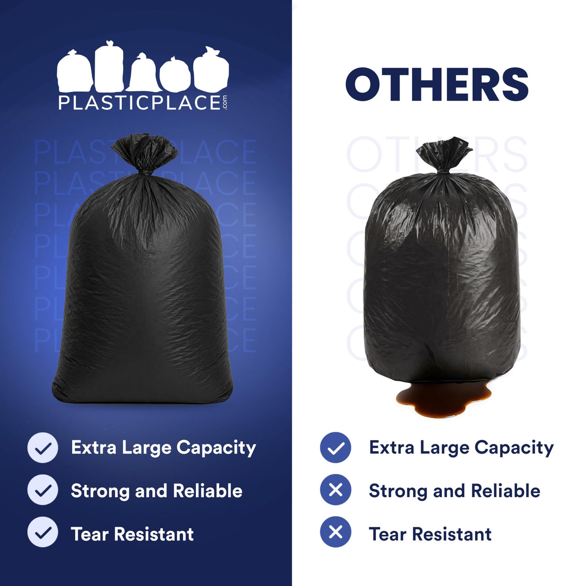 55-60 Gallon Heavy Duty Black Trash Bags, 100 Count F7542