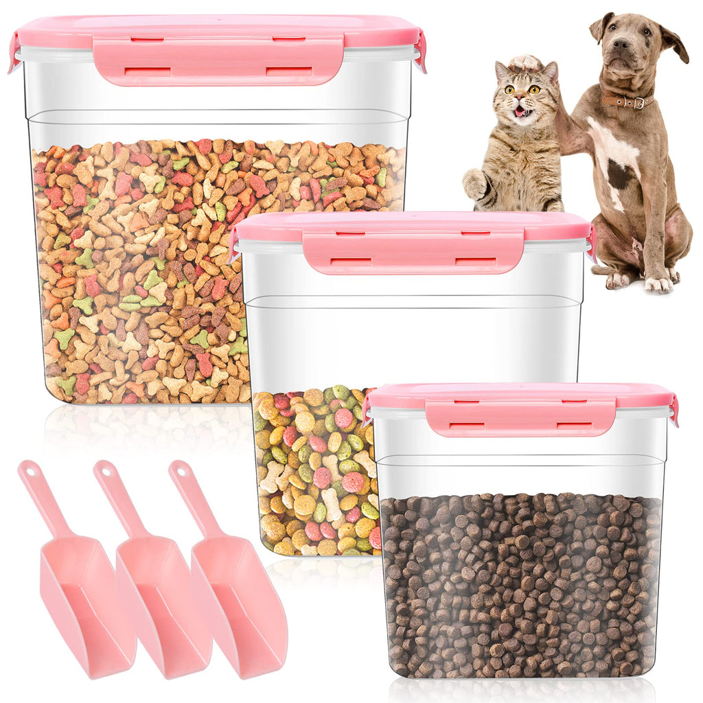 3 Pieces Plastic Pet Food Storage Containers with Spoon J20079