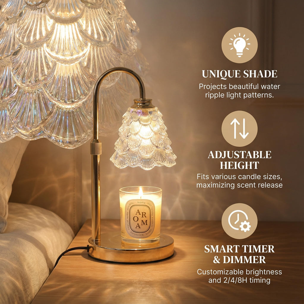 Candle Warmer Lamp with Timer & Dimmer, Adjustable Height, Gold Q45399