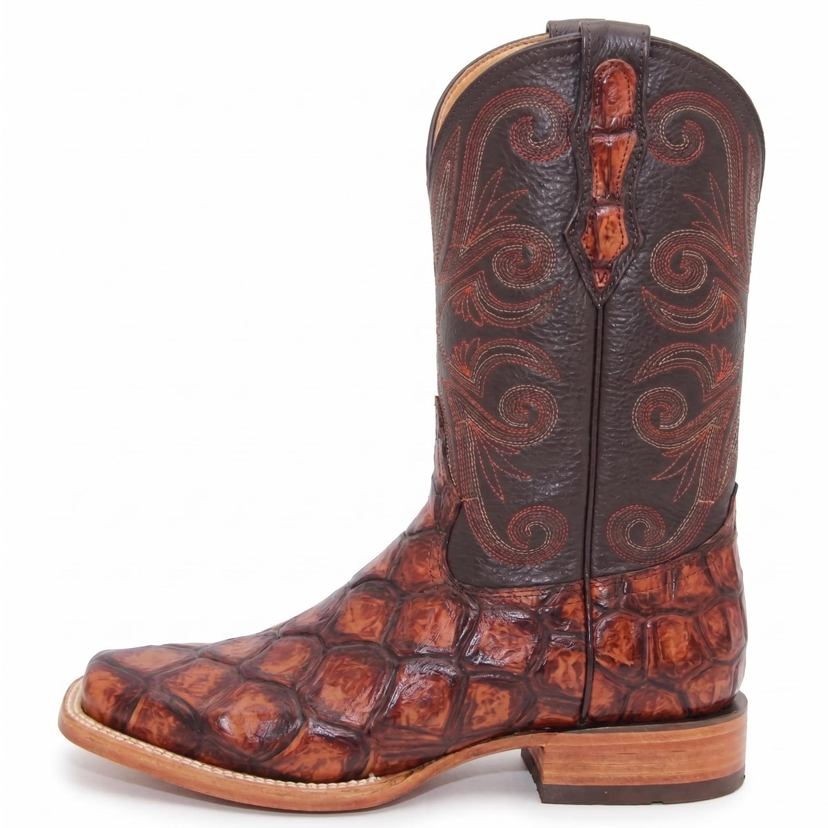 Leather Pirarucu Fish Print Western Boots J456