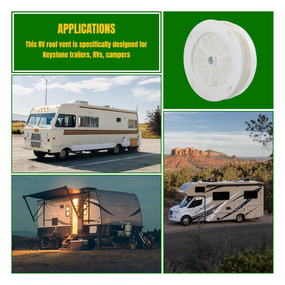 White RV Roof Mushroom Vent with Water Cover Guard Cap X620404