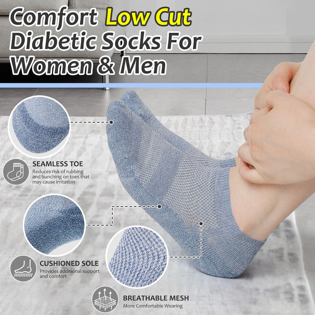 6 Pairs Low Cut Non Binding Bamboo Seamless Socks B36924