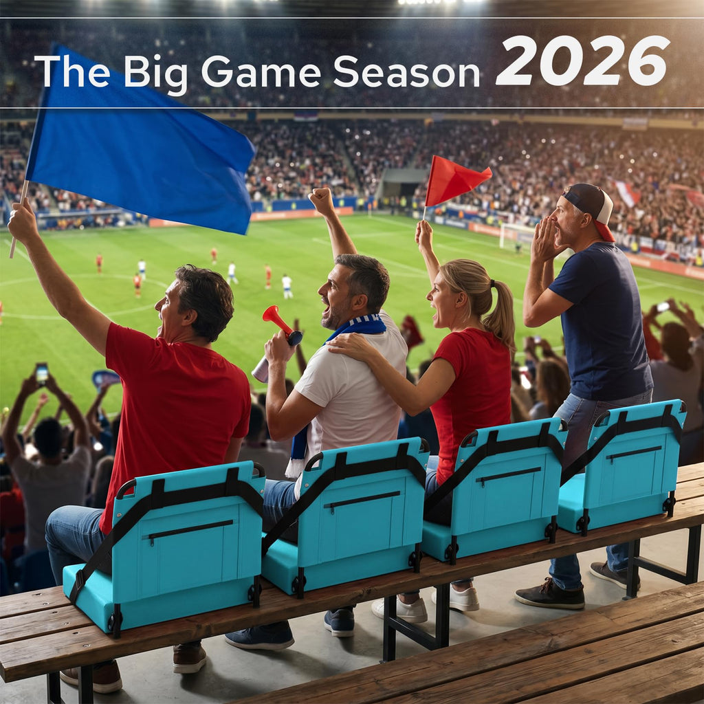 2 Pack Bleacher Seat with Back Support, Shoulder Strap & Cup Holder K70766