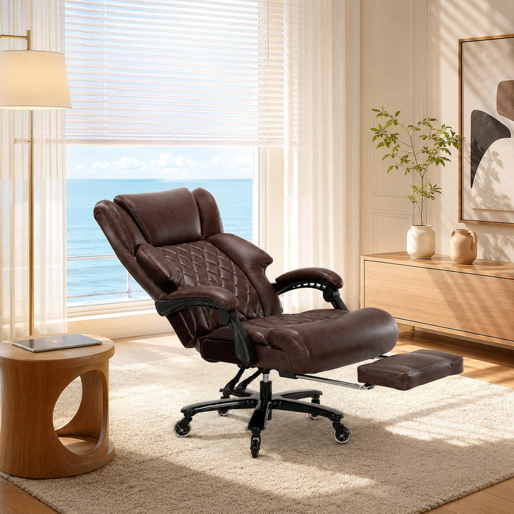 Brown Heavy Duty Reclining Executive Office Chair with Footrest Q7728