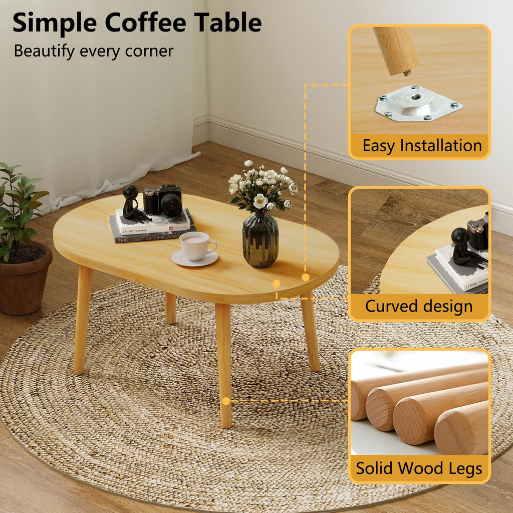Oval Coffee Table Natural 19.7"D x 31.5"W x 16"H N95582