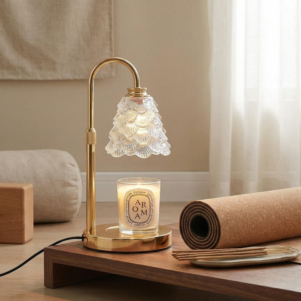 Candle Warmer Lamp with Timer & Dimmer, Adjustable Height, Gold Q45399