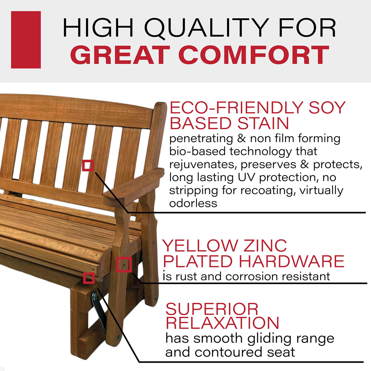 Heavy Duty Pressure Treated Porch Glider E1723