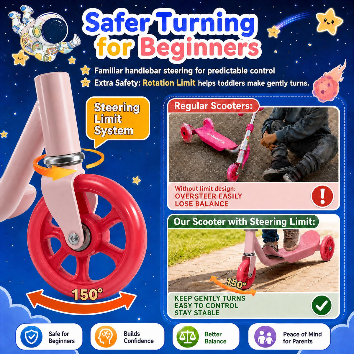 3 Wheel Kids Scooter with LED Light-Up Wheels E75380