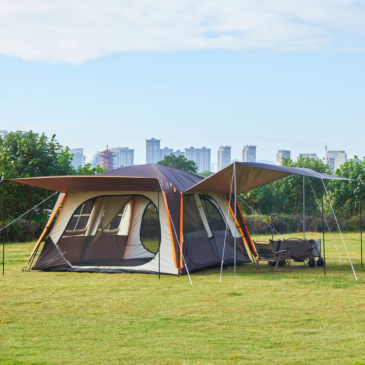 Extra Large 12-14 Person 2 Room Waterproof Double Layer Cabin Tent P601
