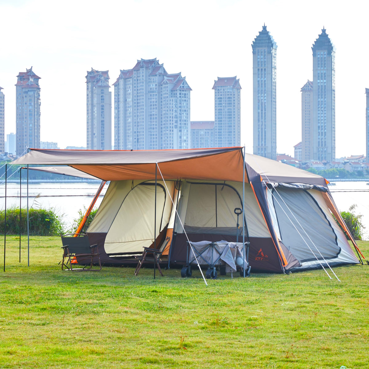 Extra Large 12-14 Person 2 Room Waterproof Double Layer Cabin Tent P601