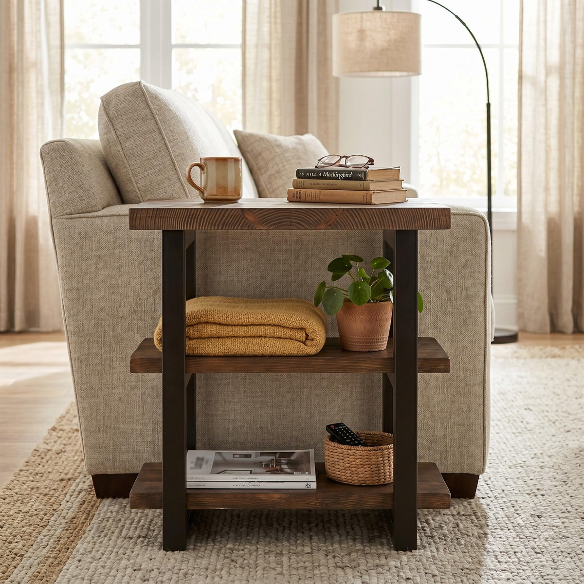 Solid Wood 3-Tier End Table E1622