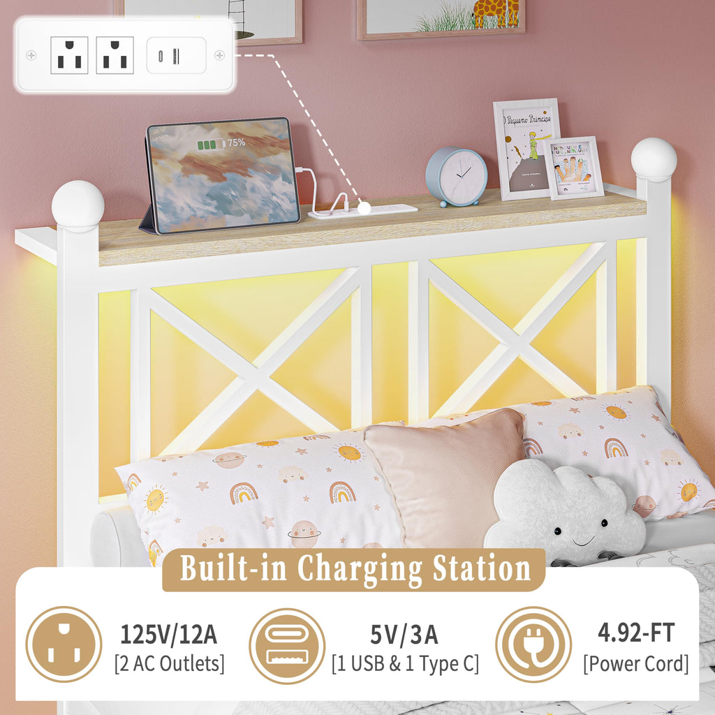 White Twin Bed Frame with Headboard and Footboard E83673